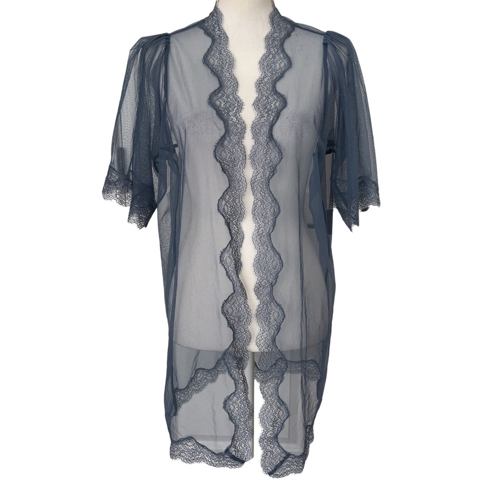Victoria's Secret blue eyelash lace kimono mesh sheer robe | SZ: XS/S